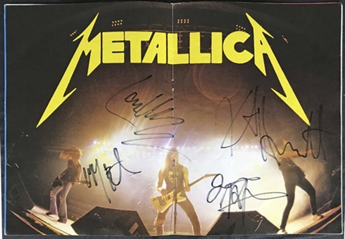 Metallica Group Signed 1986 Damage Inc Tour Program With 4 Signatures: Hetfield, Ulrich, Hammett & Burton (Beckett)